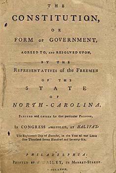This is an image of North Carolina's 1776 Constitution that was printed in 1776. Image is available via the University of North Carolina's Document the South Collection.