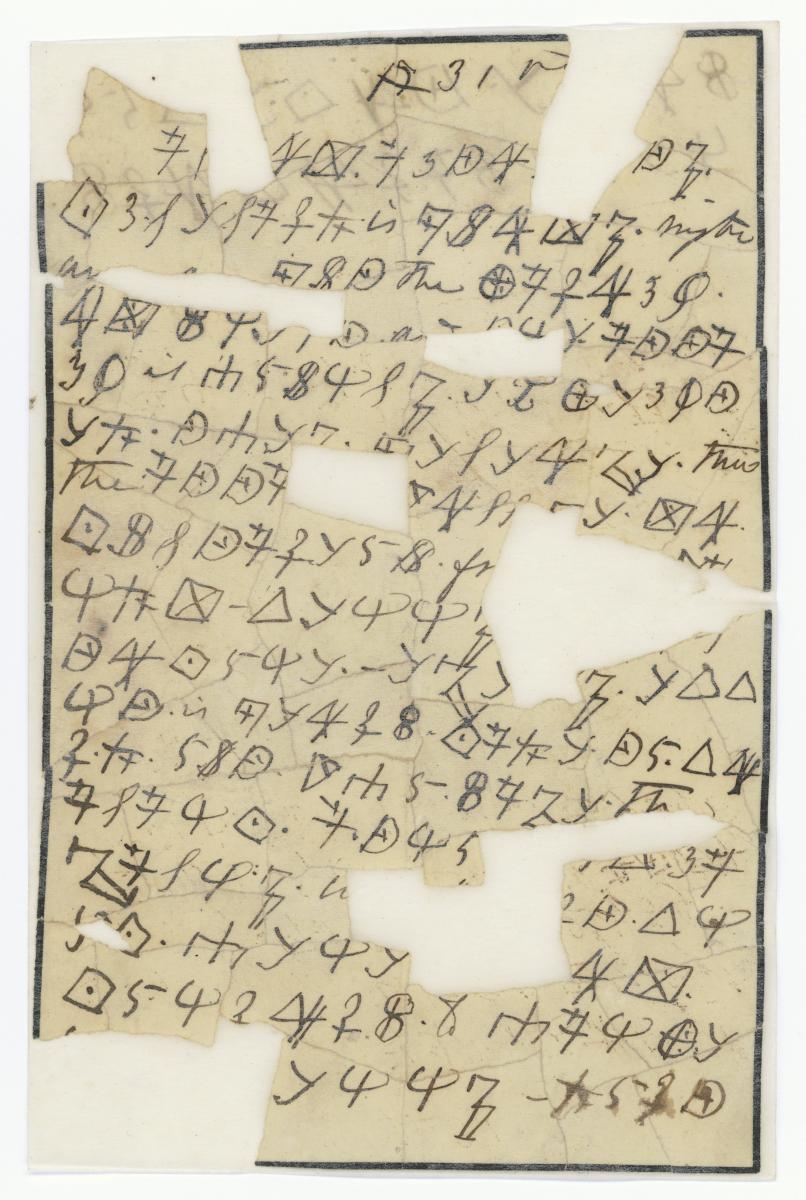 Letter written in cipher by Rose Greenhow.