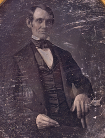 Detail from a daguerreotype believed to have been made by N. H. Shepard in Springfield, Illinois. It is the first known portrait of Lincoln, taken when he was elected to the U.S. House of Representatives in 1846. Courtesy of the Library of Congress.