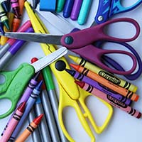 Image of crayons and scissors.