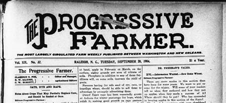 Masthead of The Progressive Farmer, September 20, 1904. From the collection of UNC-Chapel Hill, at the Library of Congress Chronicling America.