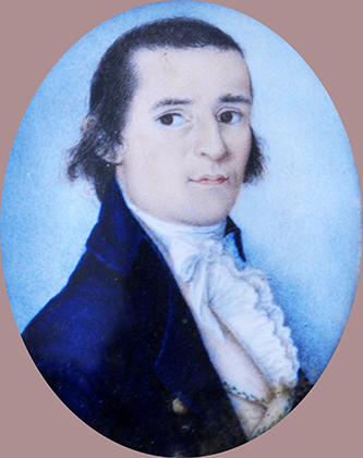 A miniature portrait of William Shepard (1765-1810), father of James Biddle Shepard and Charles Biddle Shepard. Image courtesy of Tryon Palace.