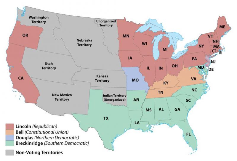 1860 U.S. electoral map