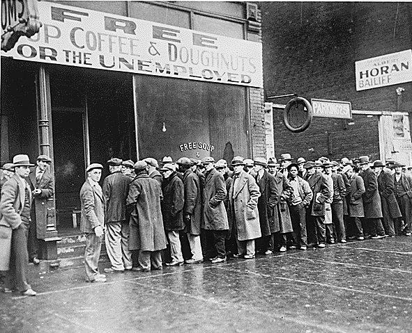 Line outside a soup kitchen