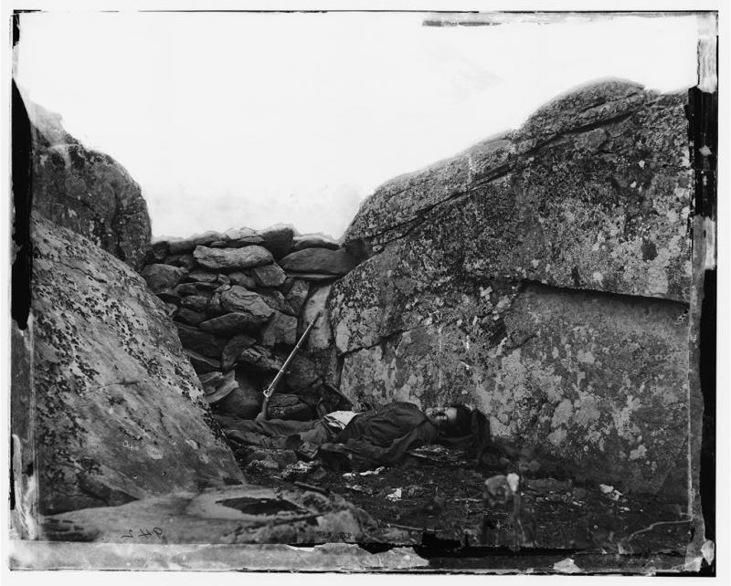 <img typeof="foaf:Image" src="http://statelibrarync.org/learnnc/sites/default/files/images/deadsoldier.jpg" width="1024" height="822" alt="Confederate soldier dead at Gettysburg" title="Confederate soldier dead at Gettysburg" /> <img typeof="foaf:Image" src="http://statelibrarync.org/learnnc/sites/default/files/images/deadsoldier.jpg" width="1024" height="822" alt="Confederate soldier dead at Gettysburg" title="Confederate soldier dead at Gettysburg" />