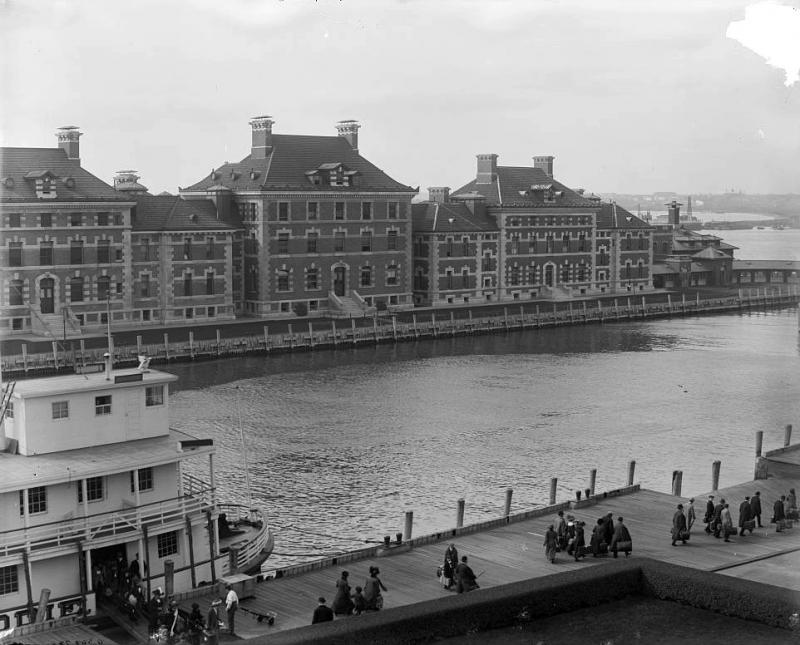 Immigrants land at Ellis Island