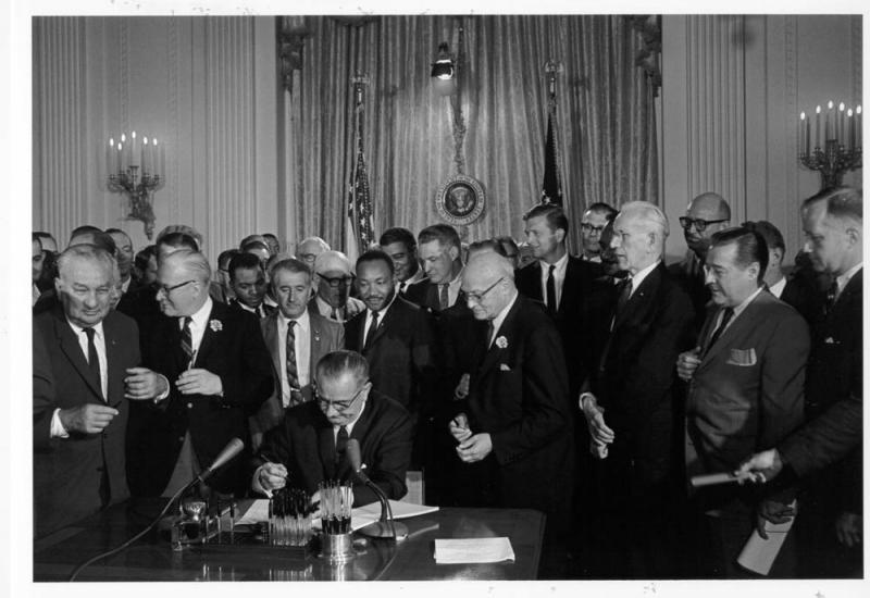 <img typeof="foaf:Image" src="http://statelibrarync.org/learnnc/sites/default/files/images/lbj_civil_rights_act.jpg" width="1000" height="687" alt="Lyndon Johnson signing Civil Rights Act of 1964" title="Lyndon Johnson signing Civil Rights Act of 1964" /> <img typeof="foaf:Image" src="http://statelibrarync.org/learnnc/sites/default/files/images/lbj_civil_rights_act.jpg" width="1000" height="687" alt="Lyndon Johnson signing Civil Rights Act of 1964" title="Lyndon Johnson signing Civil Rights Act of 1964" />