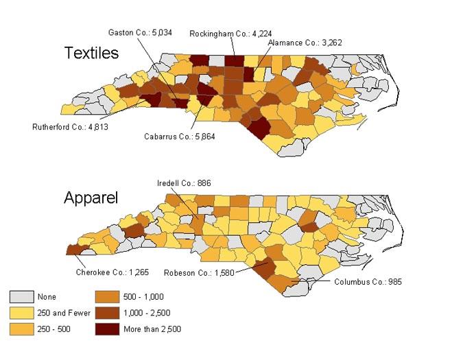 Textile and Apparel Job Loss Map Textile and Apparel Job Loss Map