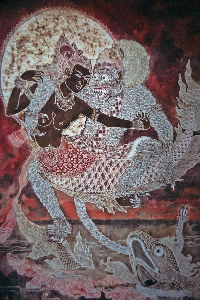 <img typeof="foaf:Image" src="http://statelibrarync.org/learnnc/sites/default/files/images/thai_rama_137.jpg" width="683" height="1024" alt="Balinese painting of Hanuman courting Ravana's mermaid daughter" title="Balinese painting of Hanuman courting Ravana's mermaid daughter" />
