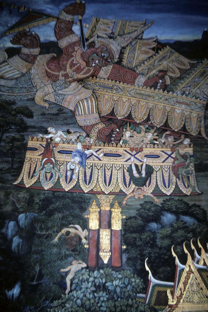 <img typeof="foaf:Image" src="http://statelibrarync.org/learnnc/sites/default/files/images/thai_rama_144.jpg" width="683" height="1024" alt="Sugriva attacks demons hiding in giant gilt umbrella" title="Sugriva attacks demons hiding in giant gilt umbrella" />