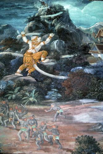 <img typeof="foaf:Image" src="http://statelibrarync.org/learnnc/sites/default/files/images/thai_rama_150.jpg" width="333" height="500" alt="Hanuman climbs mountain for herbal medicines" title="Hanuman climbs mountain for herbal medicines" />