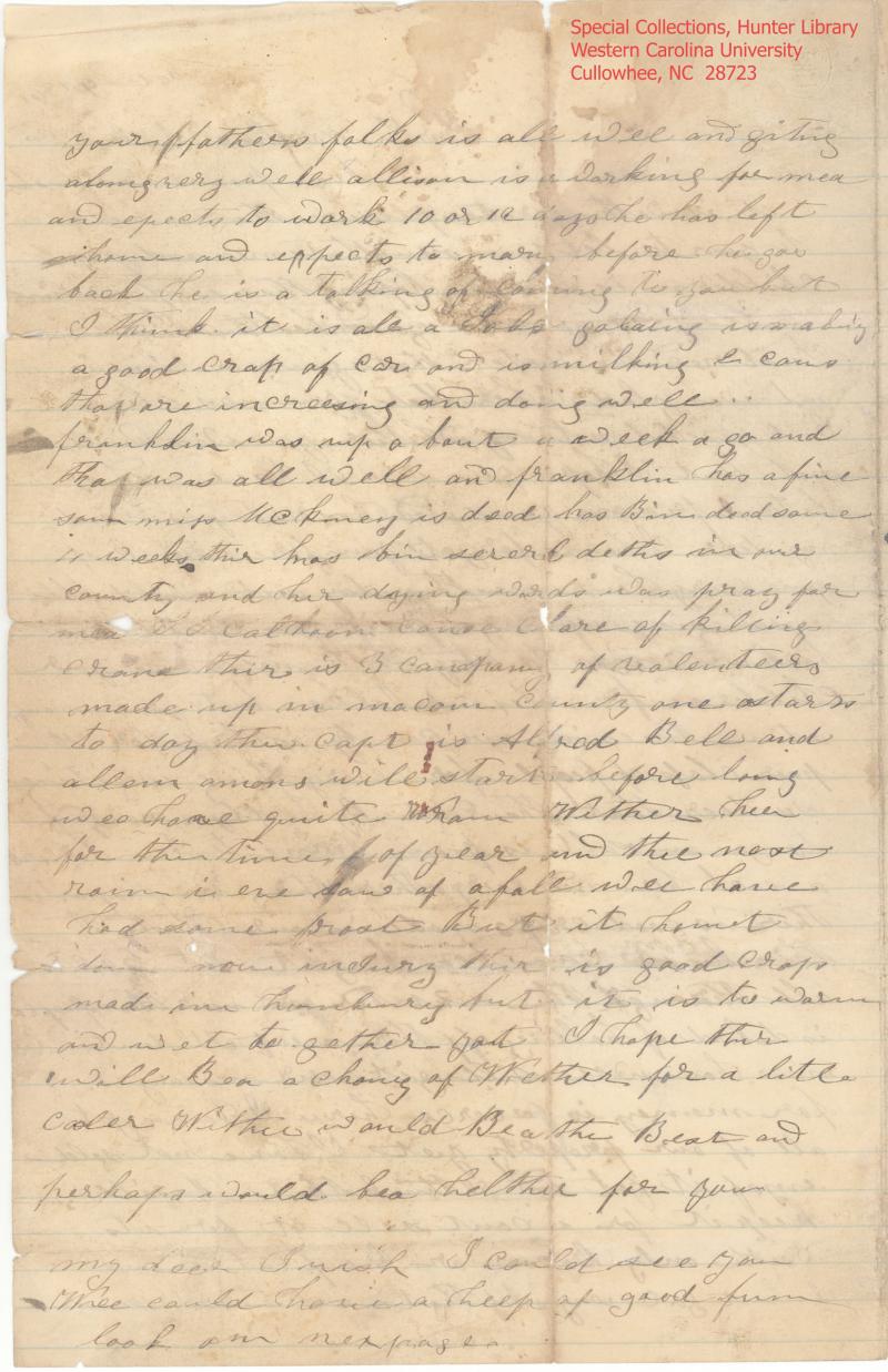 Elizabeth Watson to James Watson Oct 29 1861 (page 2 of 3) Elizabeth Watson to James Watson Oct 29 1861 (page 2 of 3)