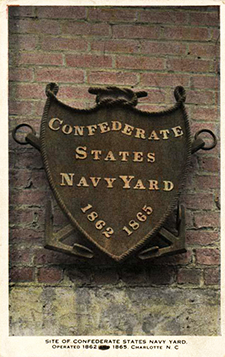 Colorized postcard of a historical plaque placed by the Stonewall Jackson chapter of the United Daughters of the Confederacy. Image from the North Carolina Museum of History.