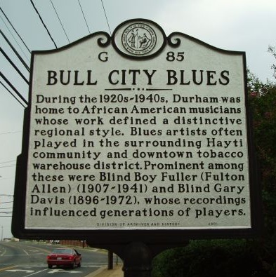 Photograph of the BULL CITY BLUES North Carolina Highway Historical Marker