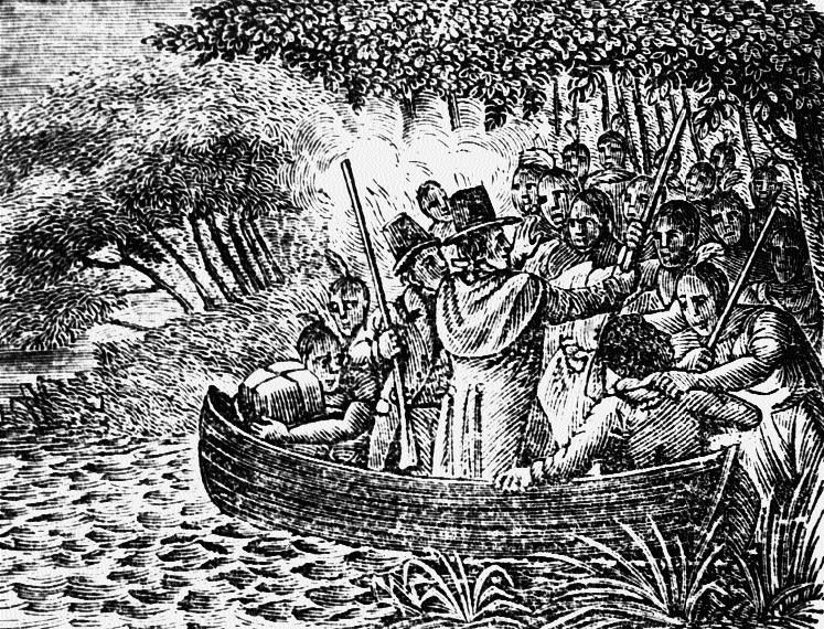 Sketch of Lawson's capture by Tuscaroroa Indians