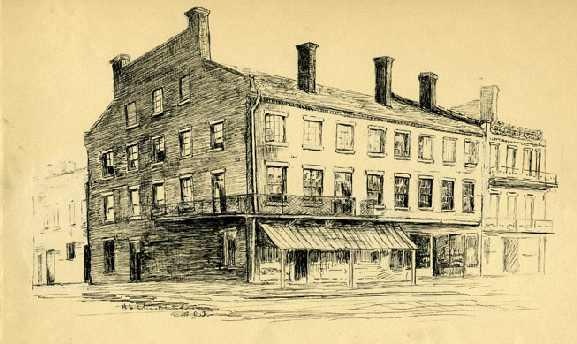 Drawing of Casso's Inn by Hope Summerell Chamberlain for The History Of Wake County North Carolina, Raleigh, N.C.: Edwards & Broughton Printing Company, 1922. Image from the North Carolina Museum of History. 
