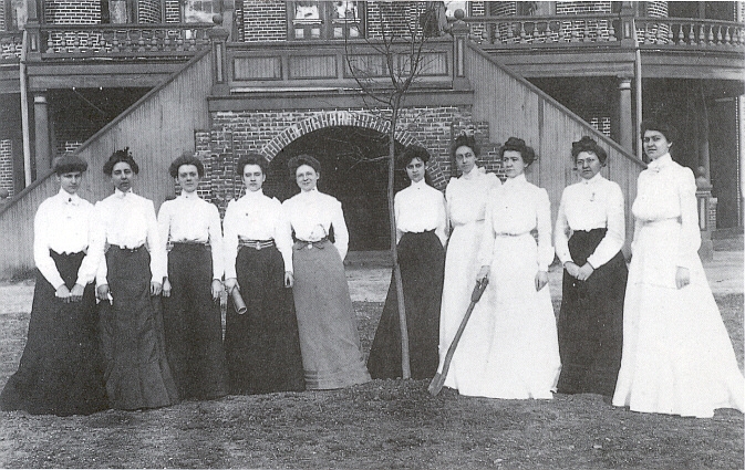 "Immortal Ten Big: The Baptist Female University Class of 1902 are (not pictured in this order): Margery Kesler (M.A.), Mary Estelle Johnson, Elizabeth Parker, Rosa Catherine Paschal, Mary Perry, Margaret Whitmore Shields, Minnie Willis Sutton, Elizabeth Gladys Tull, Eliza Rebecca Wooten, and Sophie Stevens Lanneau."