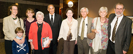 Some former trustees of the North Carolina Humanities Council (from L to R): JoAnna Ruth Marsland (with son), Julie Curd, Sue Ross, John Haley, Lynn Ennis, Willis Whichard, Lucinda MacKethan. Image from the North Carolina Humanities Council.