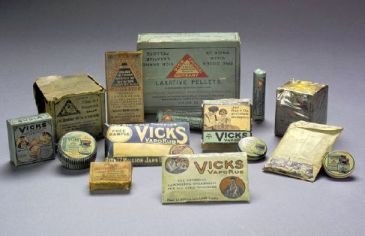 "Early examples of Vicks VapoRub in the exhibit Health and Healing Experiences in North Carolina at the N.C. Museum of History."