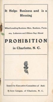 A pamphlet distributed by the Anti-Saloon League of Charlotte. Image courtesy of DocSouth, UNC. 