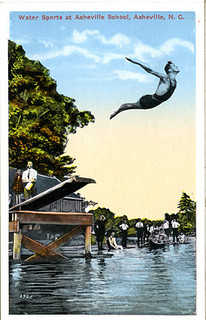Water Sports at Asheville School, Asheville, NC Published by Dr. T.C. Smith Co., Asheville, NC. From the Georgia Historical Society Postcard Collection, c. 1905-1960s, NC State Archives, call #:PhC45_1_Ash176.