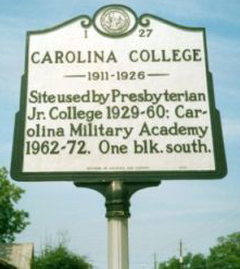 Carolina College, NC Historical Marker I-27. Image courtesy of the North Carolina State Archives. 