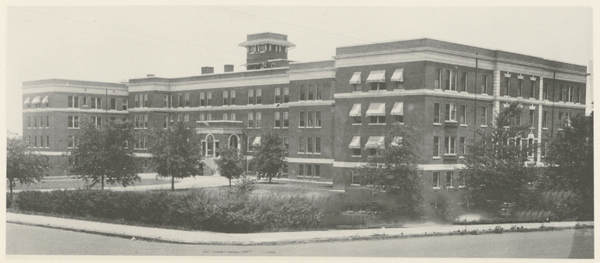 "City Memorial Hospital, 1924." The building was leased to the Advancement School. Image courtesy of Digital Forsyth. 