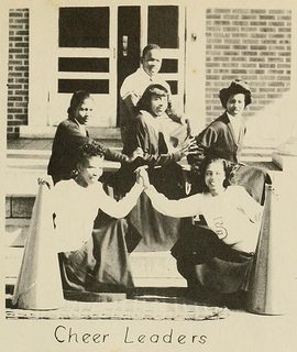 Cheerleaders, Elizabeth City State Teachers College, 1949  From the 1949 edition of The Viking, Elizabeth City State University's yearbook (p. 87). Image courtesy of the North Carolina Digital Heritage Center. 