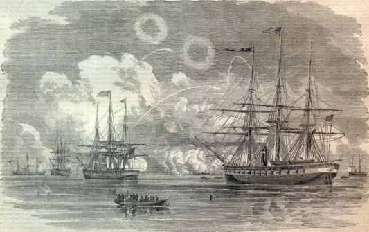 "Bombardment of Forts Hatteras and Clark by the United States Fleet, under flag-officer Stringham, U.S.N." Harper's Weekly, September 14, 1961. 