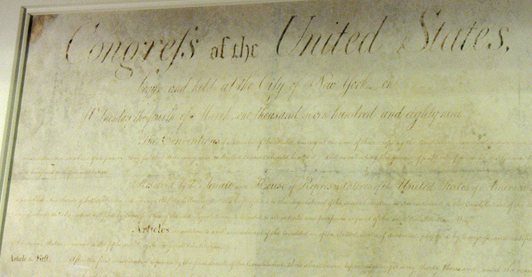 North Carolina's original copy of the Bill of Rights, 2013. Photograph by T. Mike Childs.