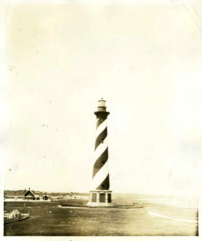 Photograph of the Cape Hatteras Lighthouse, ca. 1920-1940. Item H.1952.96.86 from the collection of the North Carolina Museum of History, used courtesy of NCDNCR.