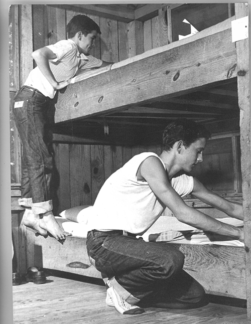 Boys in a cabin at Singletary Lake State Park, ca. 1950. Collection of North Carolina State Parks.