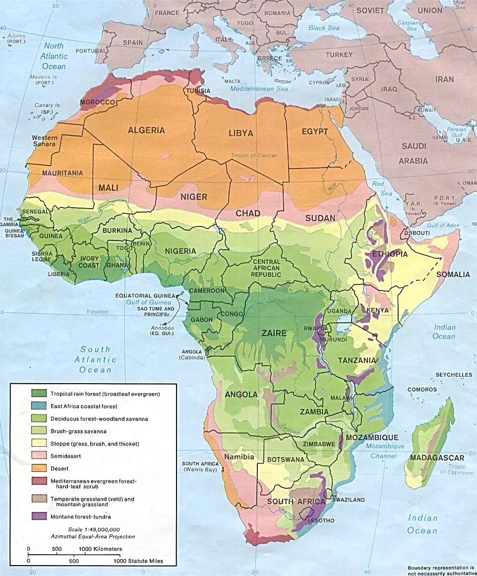 Zones of natural African vegetation