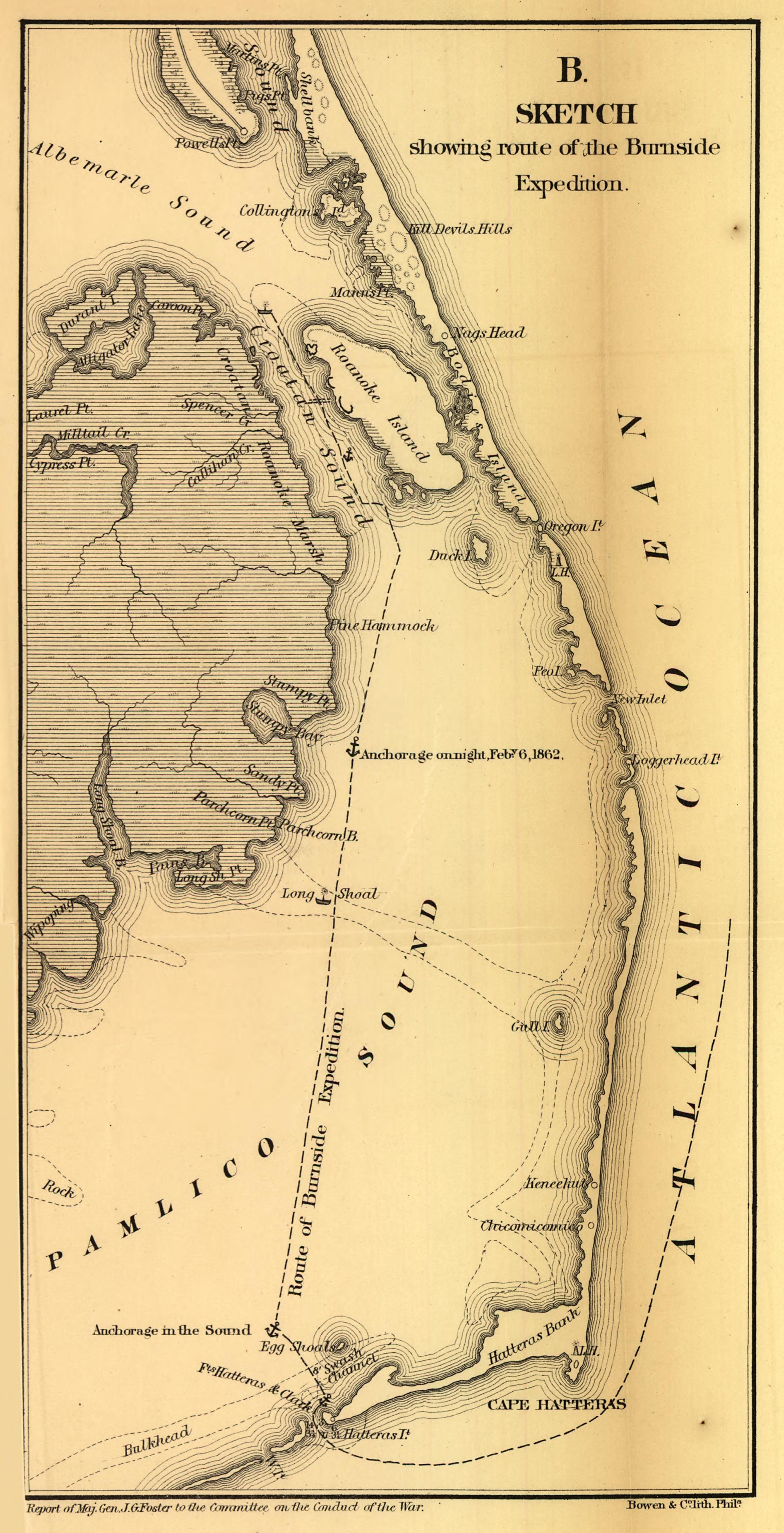 Sketch showing route of the Burnside expedition