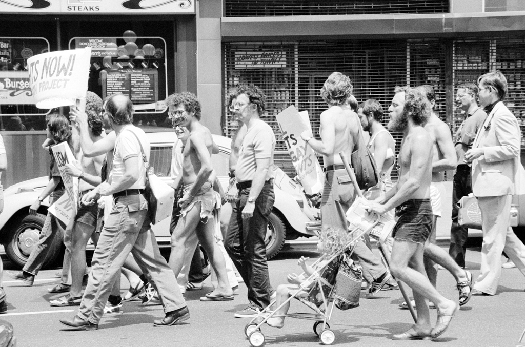 Gay rights activists demonstrate during the 1976 Democratic National Convention in New York City. 