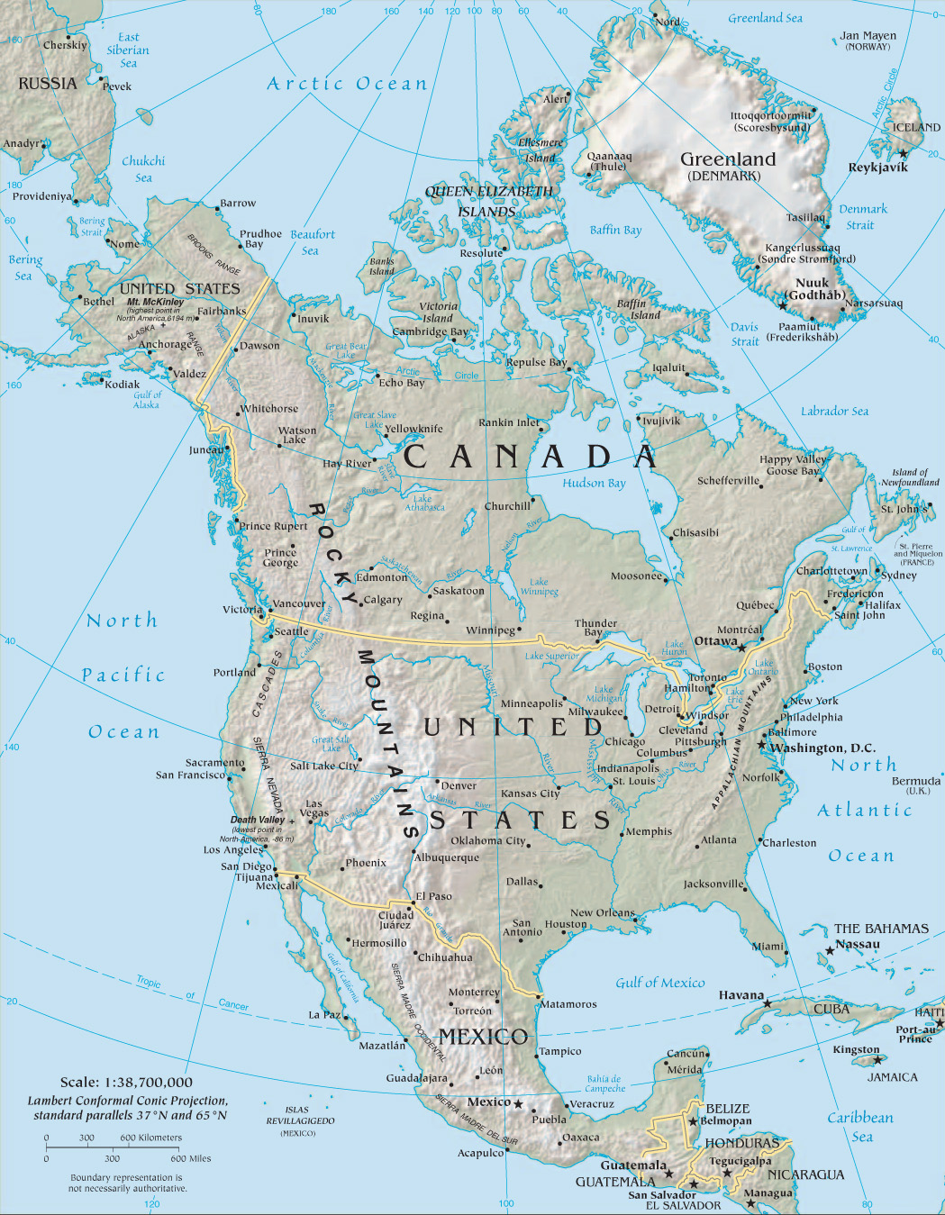 North America: Reference map, 2007