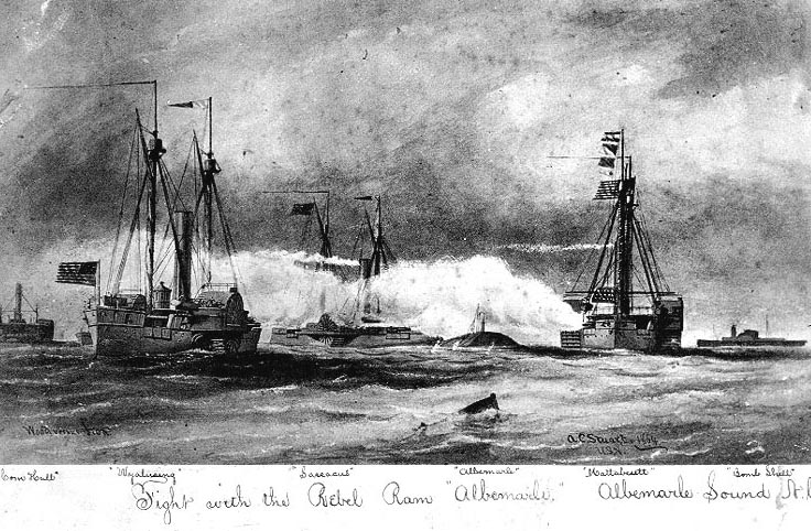 The C.S.S. Albemarle in action, May 5, 1864