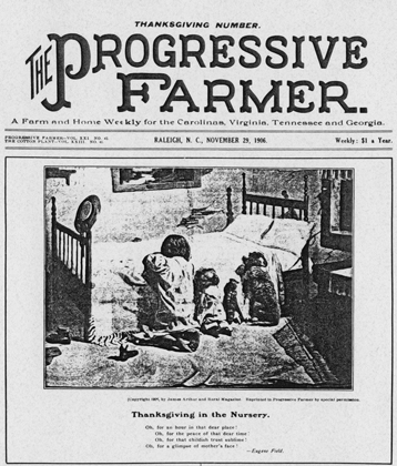 Front page of the Thanksgiving issue of the Progressive Farmer, 1906. North Carolina Collection, University of North Carolina at Chapel Hill Library.