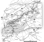 The Appalachian Trail in North Carolina. Map by Mark Anderson Moore, courtesy North Carolina Office of Archives and History, Raleigh. (Click to view map.)