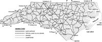 Highways, ca. 1924. Map by Mark Anderson Moore, courtesy North Carolina Office of Archives and History, Raleigh. (Click to view map.)