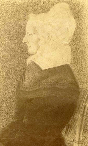 A photograph of a drawing of Mary "Polly" Williams Burke, the only child of governor Thomas Burke.