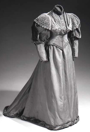 The dress Eleanor Carr, wife of Elias Carr, wore to his inaugural ball, 1893. Image from the North Carolina Museum of History.