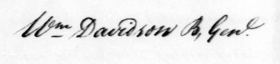 Signature of General William Davidson, from a letter to Horatio Gates, September 26, 1780.  From the George Washington Papers at the Library of Congress, 1741-1799.