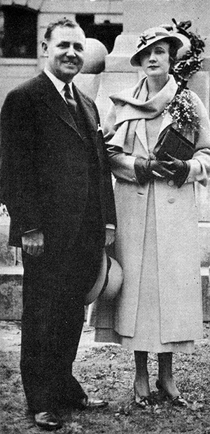 Governor John Christoph Blucher Ehringhaus and his wife Matilda Bradford Haughton Ehringhaus in Elizabeth City, May 30, 1933. Image from  	University of North Carolina at Chapel Hill. Carolina Digital Library and Archives. .