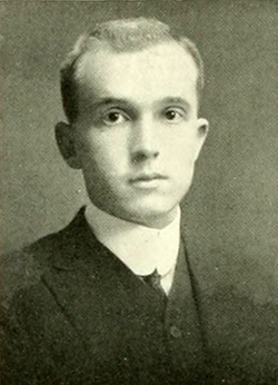 A photograph of Kenneth Raynor Ellington from the 1913 University of North Carolina yearbook. Image from the Internet Archive.