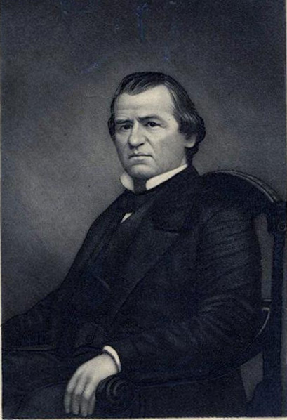 Photograph of an engraved portrait of Andrew Johnson, made circa 1900-1920, published by C. Bohn.  From the collections of the N.C. Museum of History. 