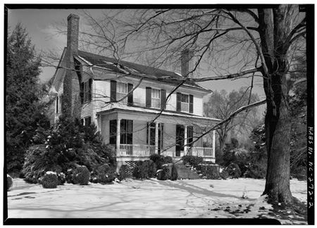 Photograph of the Nash-Hooper House, Hillsborough, NC, built by Francis Nash.  Image from the Historic American Buildings Survey, Library of Congress Prints & Photographs Online Catalog. 