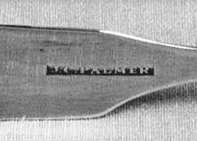 John C. Palmer's hallmark, or maker's mark on a pair of sugar tongs, circa 1840-1850. Image from the North Carolina Museum of History.