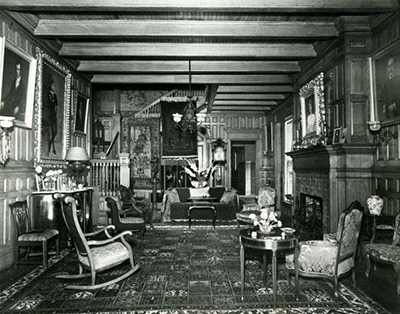 A 1953 photograph of the interior of Richmond Hill, home of Richmond M. Pearson