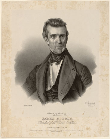 "James K. Polk, President of the United States." By Charles Fenderich, 1845.  From the Popular Graphic Arts Collection, Library of Congress Prints & Photographs Online Catalog. 